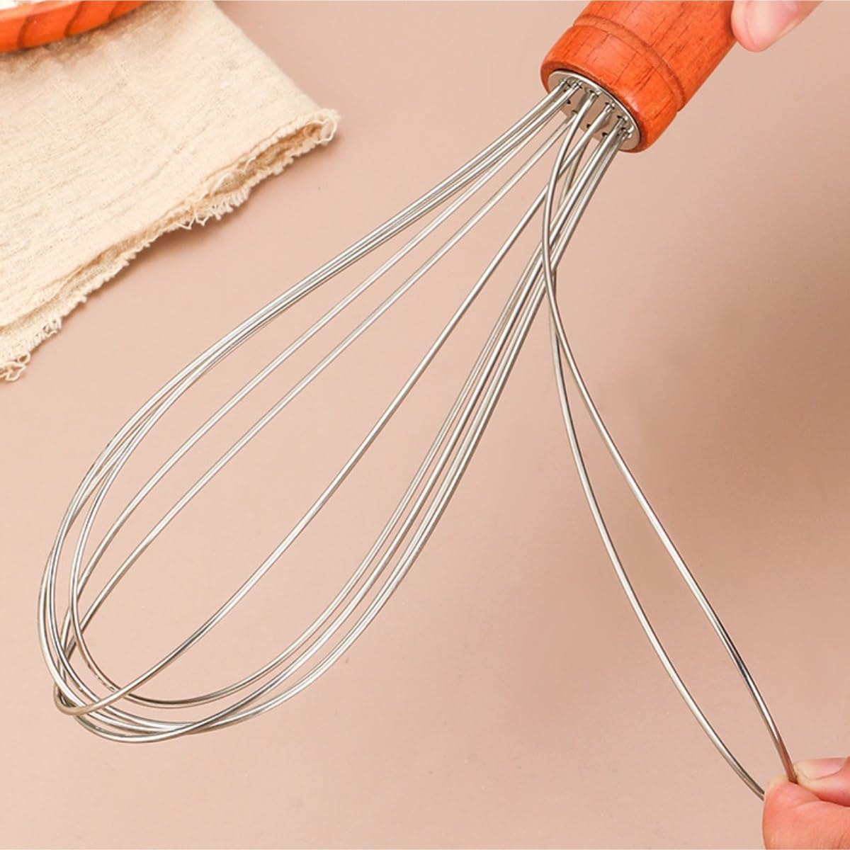 Varillas de Batir para Cocinar Batidor De Huevos De Acero Inoxidable, Mango De Madera Maciza, Crema Batida Manual, Artefacto For Hornear, Cocina Casera, Batidora De Huevos Manual Huevos, Espumar, Bati