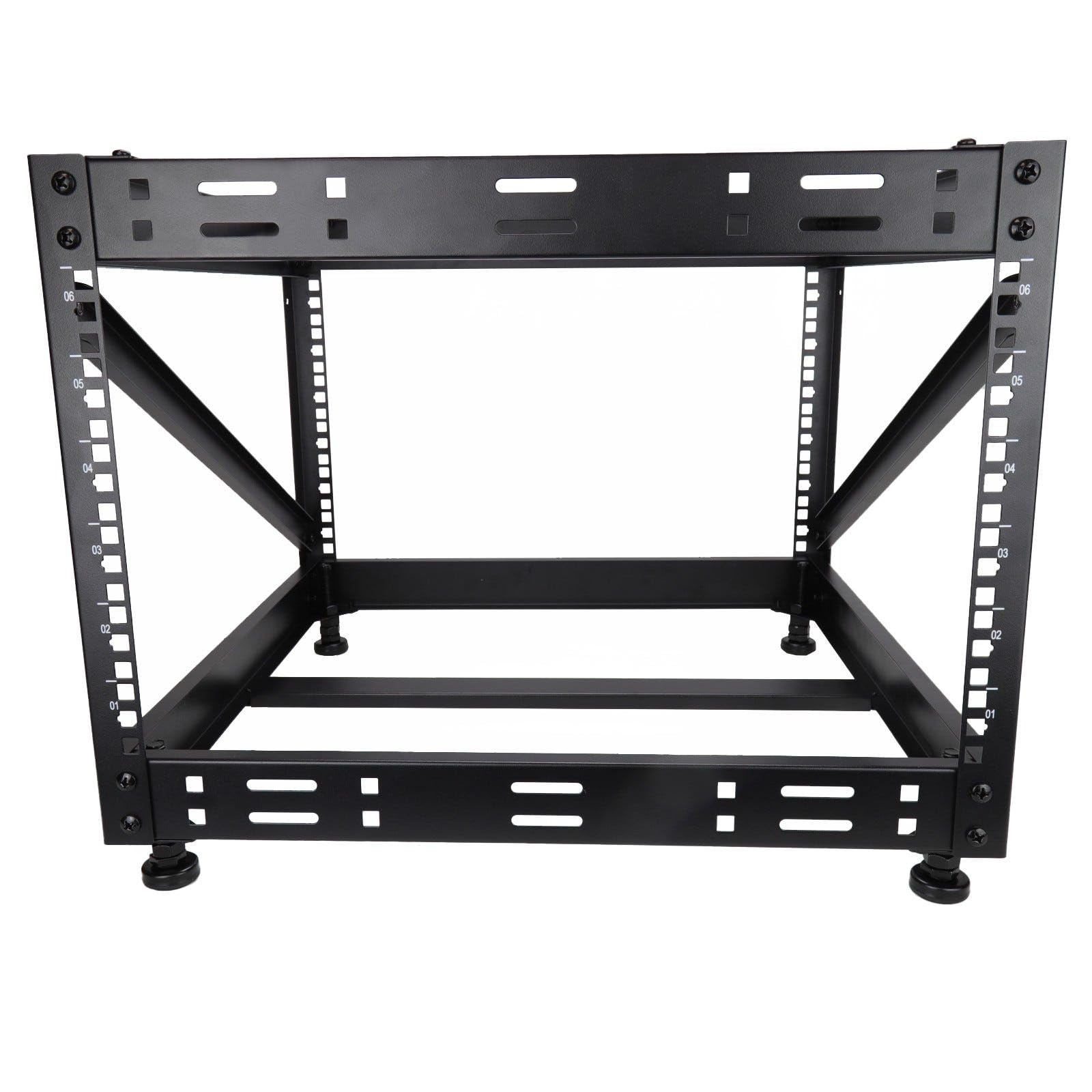 kenable Rack Abierto 19 Pulgadas 6U para Equipos de Red y Servidores - Armario de Datos Montaje en Suelo o Escritorio - Profundidad 482mm - Acero con Recubrimiento en Polvo