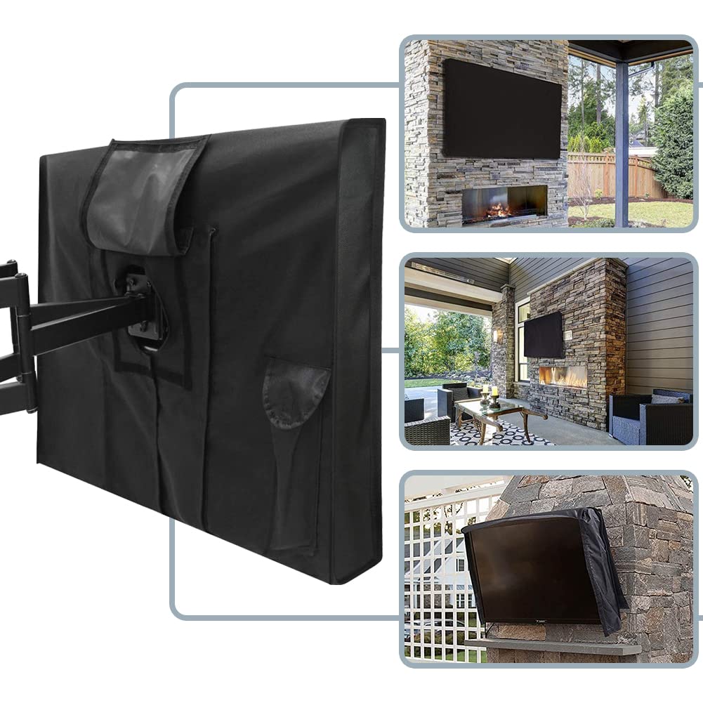 Copertura per TV da esterno impermeabile con patta frontale pellicola trasparente visibile per patio, TV a LED, protezione schermo LCD con telecomando (50-52")