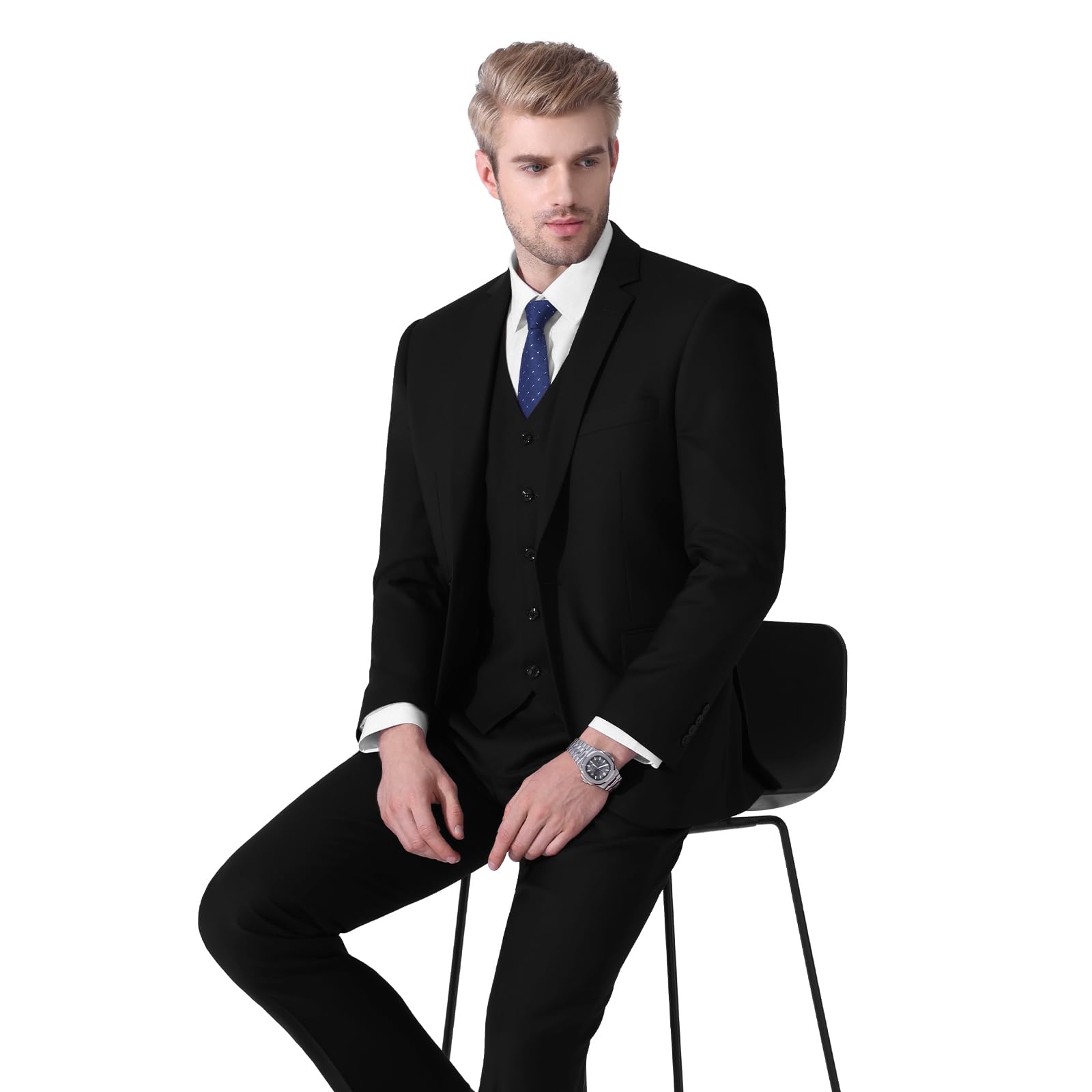 LUPURTY Costume 3 pièces pour Homme, Coupe ajustée, Veste