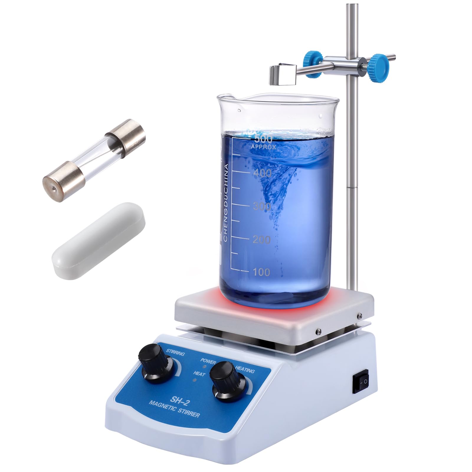 Produktbild von Magnetrührer Mit Heizplatte 250W – Digital, 2000 Ml, 0–99 °C, 0–2000 U/min, Edelstahl, Für Labor & Heimgebrauch