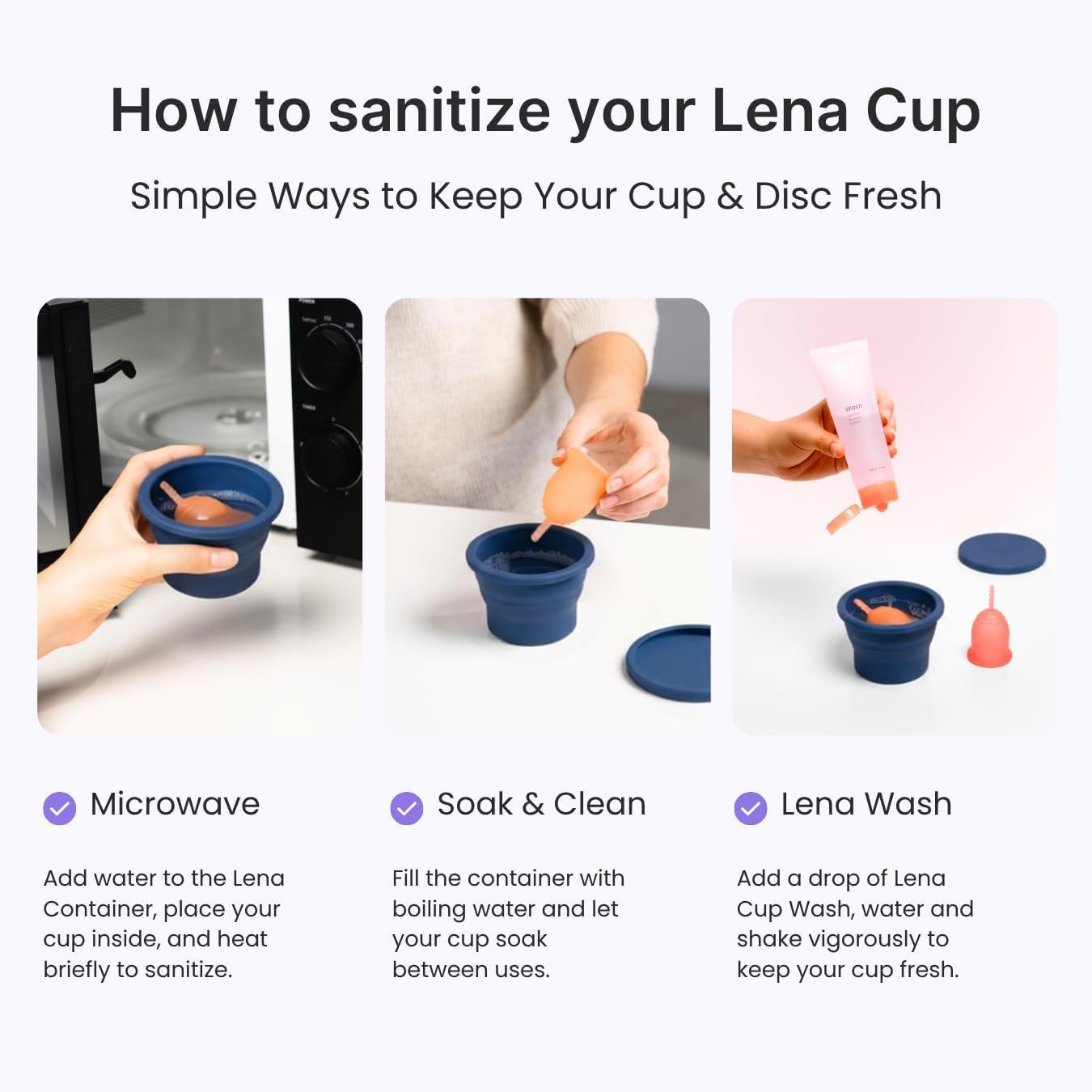Lena Menstrual Cup Cleaner Case & Period Disc Sanitizer, Dark Blue image 3