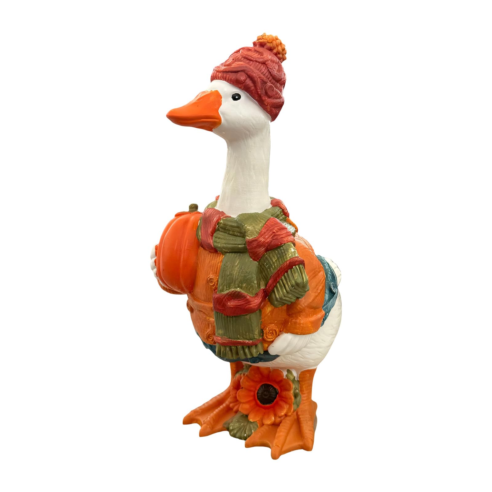 Entryway Ducks Figurine Decor, Resin Autumn Home Accent for Shelf Mantel Tabletop Display, Hand Painted Sculpture Autumn Ducks Statue Harvest Tabletop Accent Seasonal Shelf Ornament Freestanding Resin