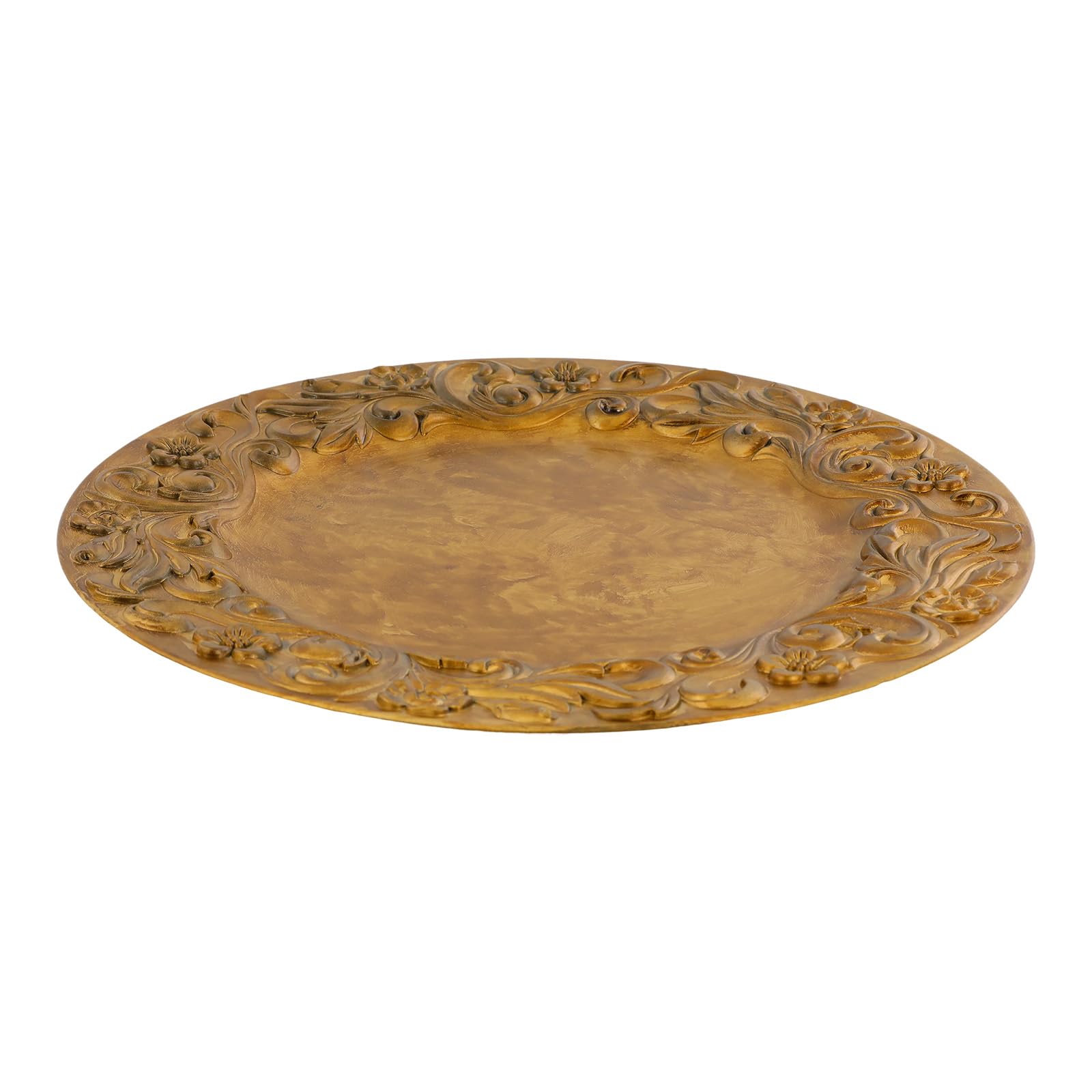 WooDerson WooDersonLuxusKrone Goldene Platzteller 100er Set, Runde Kunststoff Teller Mit Reliefrand, Untersetzer Für Hochzeit, Party, Bankett Und Hotel