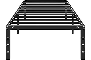 Black Metal Twin Bed Frame with Stable Support and Underbed Storage