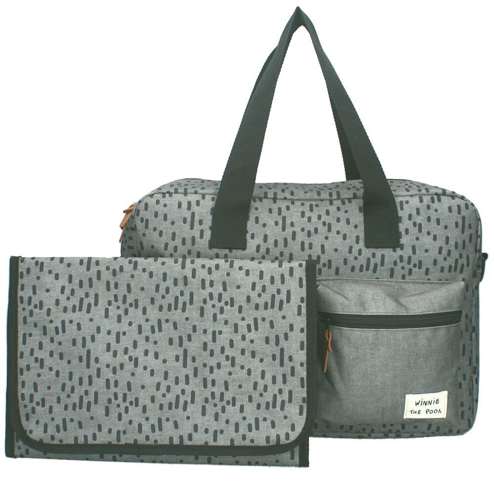 Vadobag Bolsa cambiadora grande para bebé con alfombrilla cambiadora Winnie the Pooh, gris