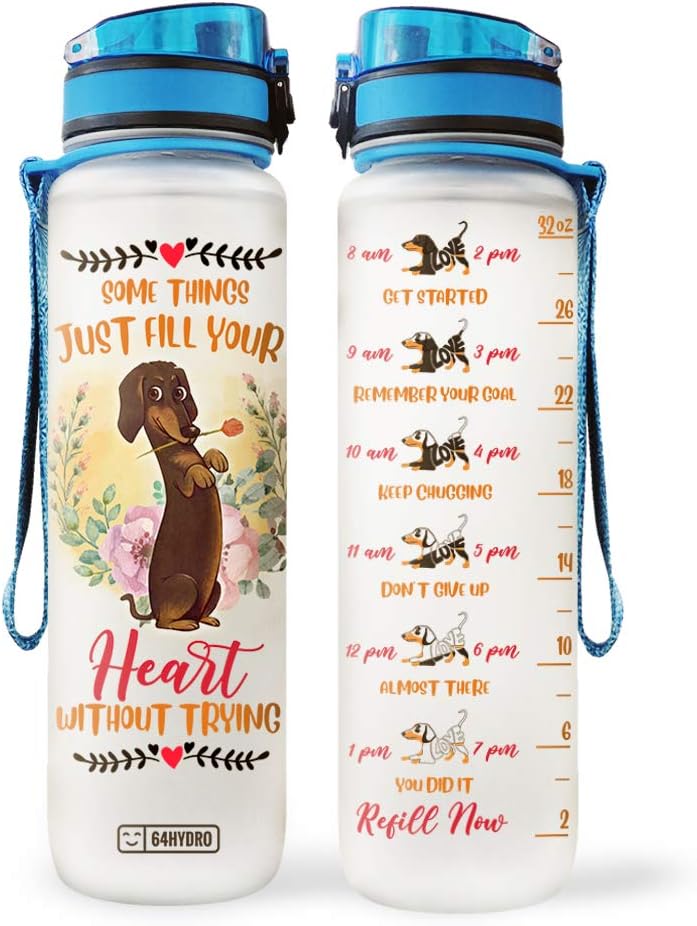 64HYDRO 32oz 1Liter Motivational Fitness Sports Water Bottle with Time Marker & Removable Strainer, Fast Flow, Flip Top Leakproof Durable BPA Free Non-Toxic for Work, Gym and Outdoor Sports