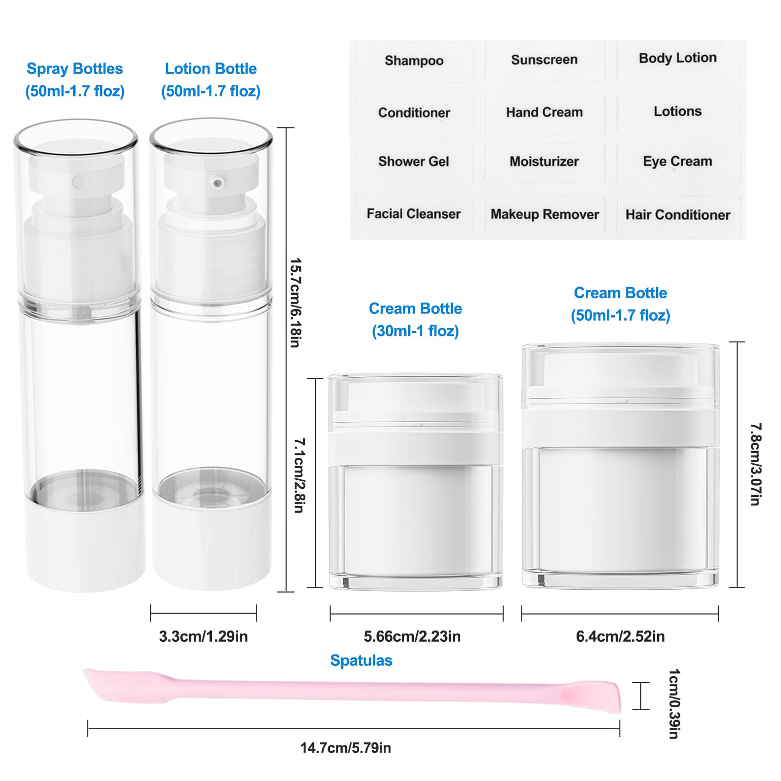 4 Pack Airless Pump Jar, 1.7 oz Pump Moisturizer Container,Travel Skincare Bottles,Travel Size Containers for Cream,Moisturizer&Lotion Leak-Proof Portable Dispenser for Toiletries