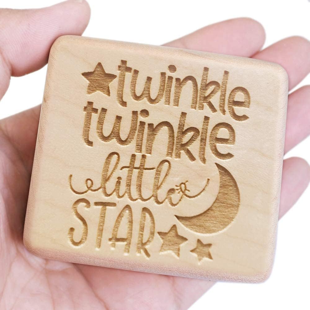 Sinzyo Music Box Vintage Wood Carved Mechanism Musical Boxs Gift For Birthday Valentine's Day Christmas Day(Little Stars-Maple Wood Box)
