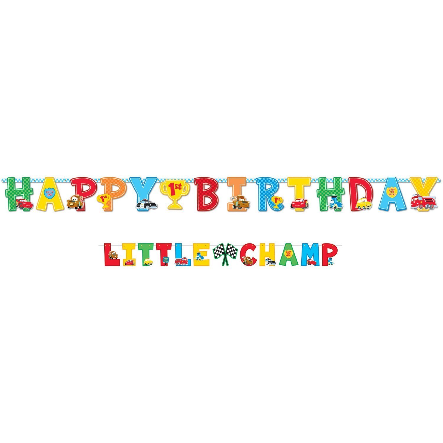 Cars 1st Birthday - Striscione con lettere giganti (1 pezzo)