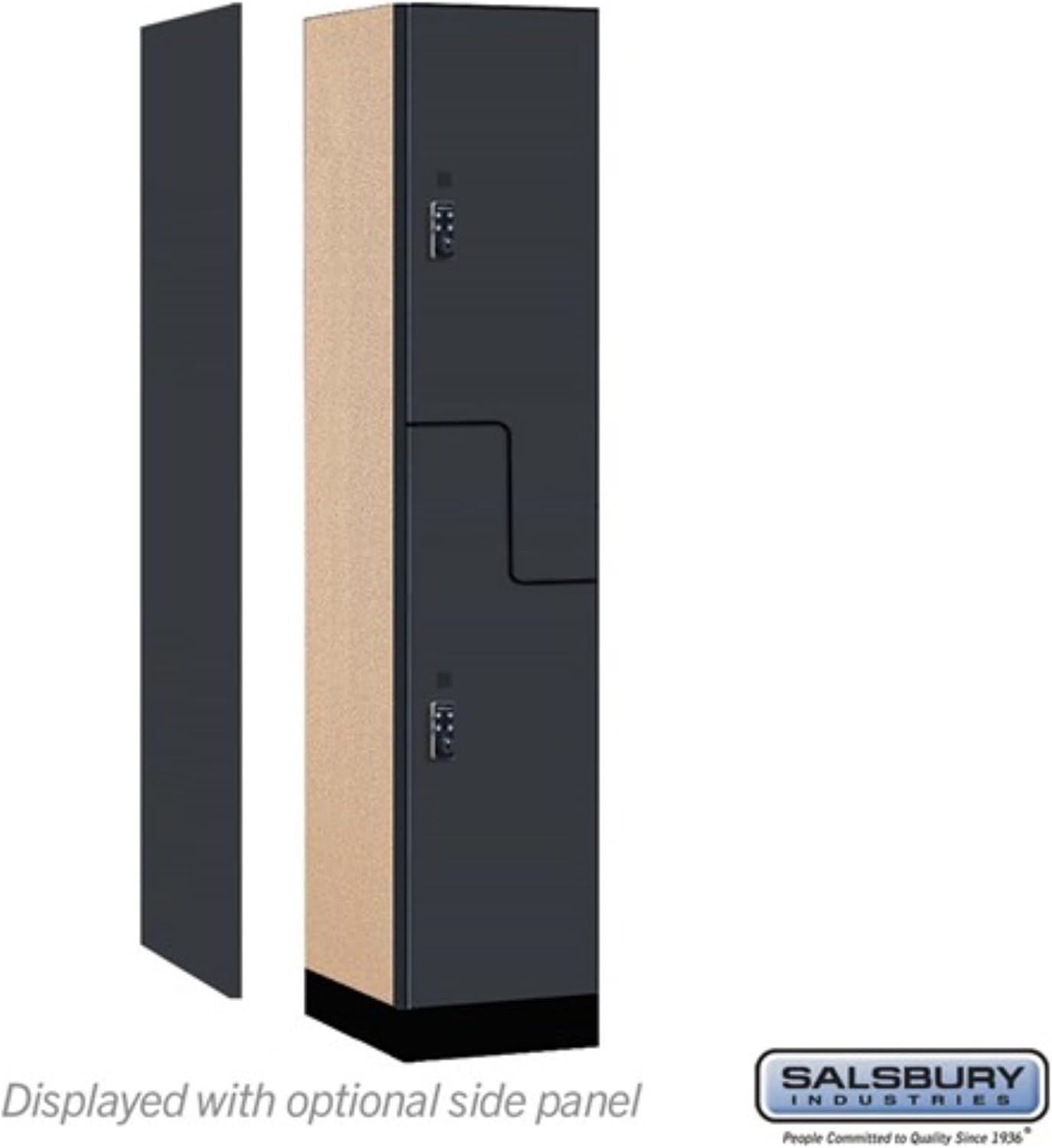 Salsbury Industries 15" Wide Premier Wood Locker-Double Tier 'S' Style-1 Wide-6 Feet High-24 Deep-Carbon Mesh-Black Resettable Combination Locks