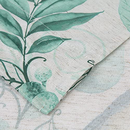 Caromio Cafe Curtains For Windows Linen Blend, Bird Flower Prined Short Kitchen Tier Curtains Window Treatment, Small Curtain Panels For Living Room, Bedroom, Green, 26" W X 45" L, Set Of 2 #TOP4