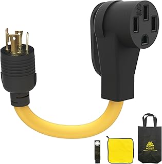4 Prong 30 Amp Twist Lock Adapter, Generator to RV/EV Charging Adapter Cord with Handle, L14-30P Twist Lock Male to 14-50R Female, Heavy Duty STW 10 AWG for Generator to RV Trailer Camper