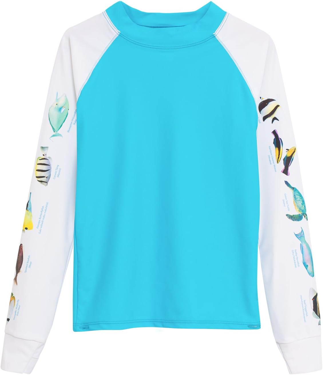 Tuga Girls Snorkeling Hawaii Fish ID Rash Guard, UPF 50+ Sun Protection