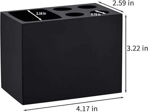 Miniatura 3 de JINCROP - Soporte para cepillos de dientes negro de resina, 5 ranuras, soporte para cepillos de dientes, soporte para cepillos de dientes, cepillos
