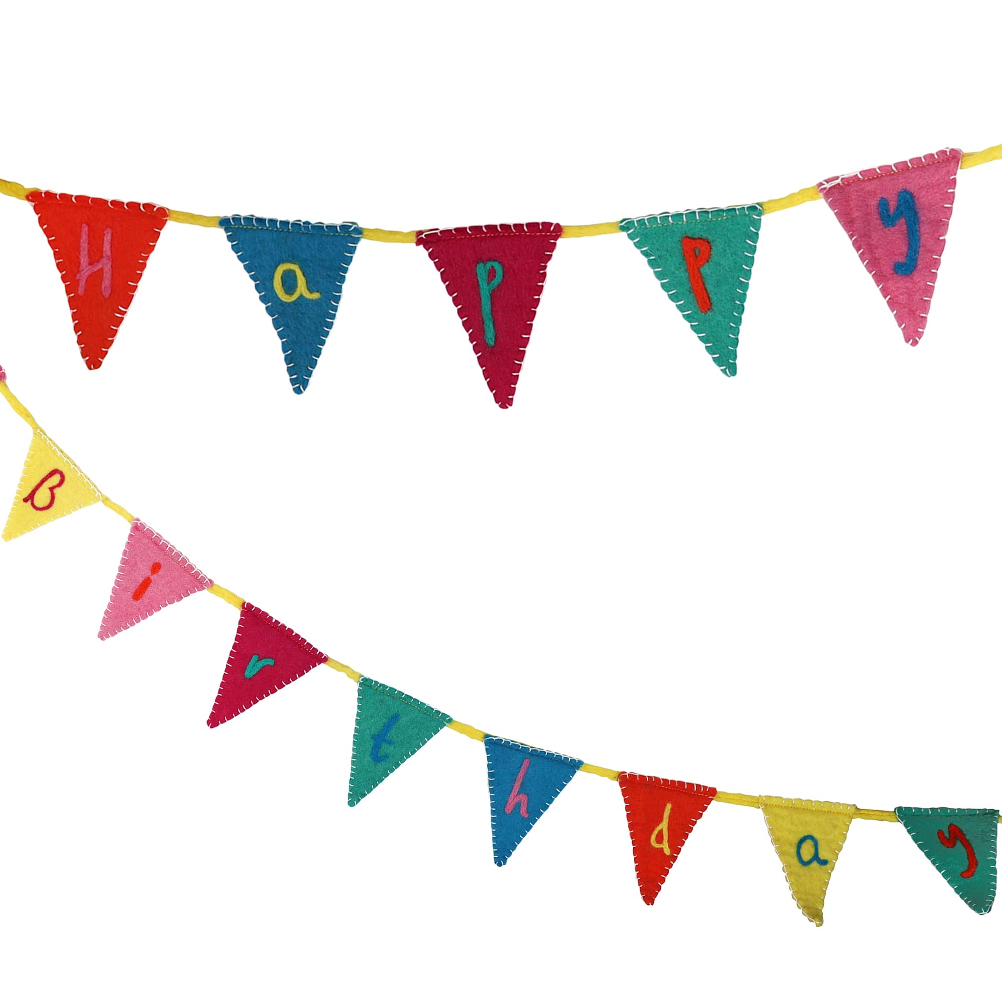 Talking Tables Happy Birthday Felt Bunting Reusable Party Hanging Decoration Colourful Letter Garland for Birthday Celebrations Kids Parties Family Gatherings Soft Fabric Design Eco Friendly 2m