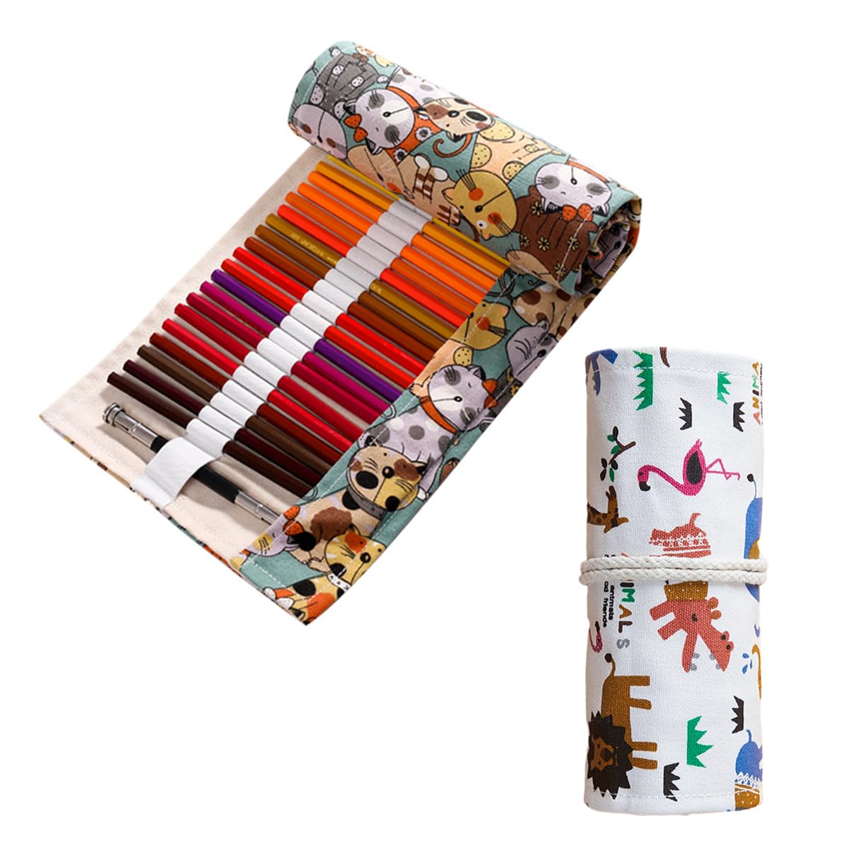 2 Piezas Enrollable Estuche para Lápices de Lona, Con 36 Agujeros Estuche Organizador Lapices Estuche Portalapices Plegables, para Stationery, Pinceles, Boligrafos, Artista, Escuela, Oficina, Vacío