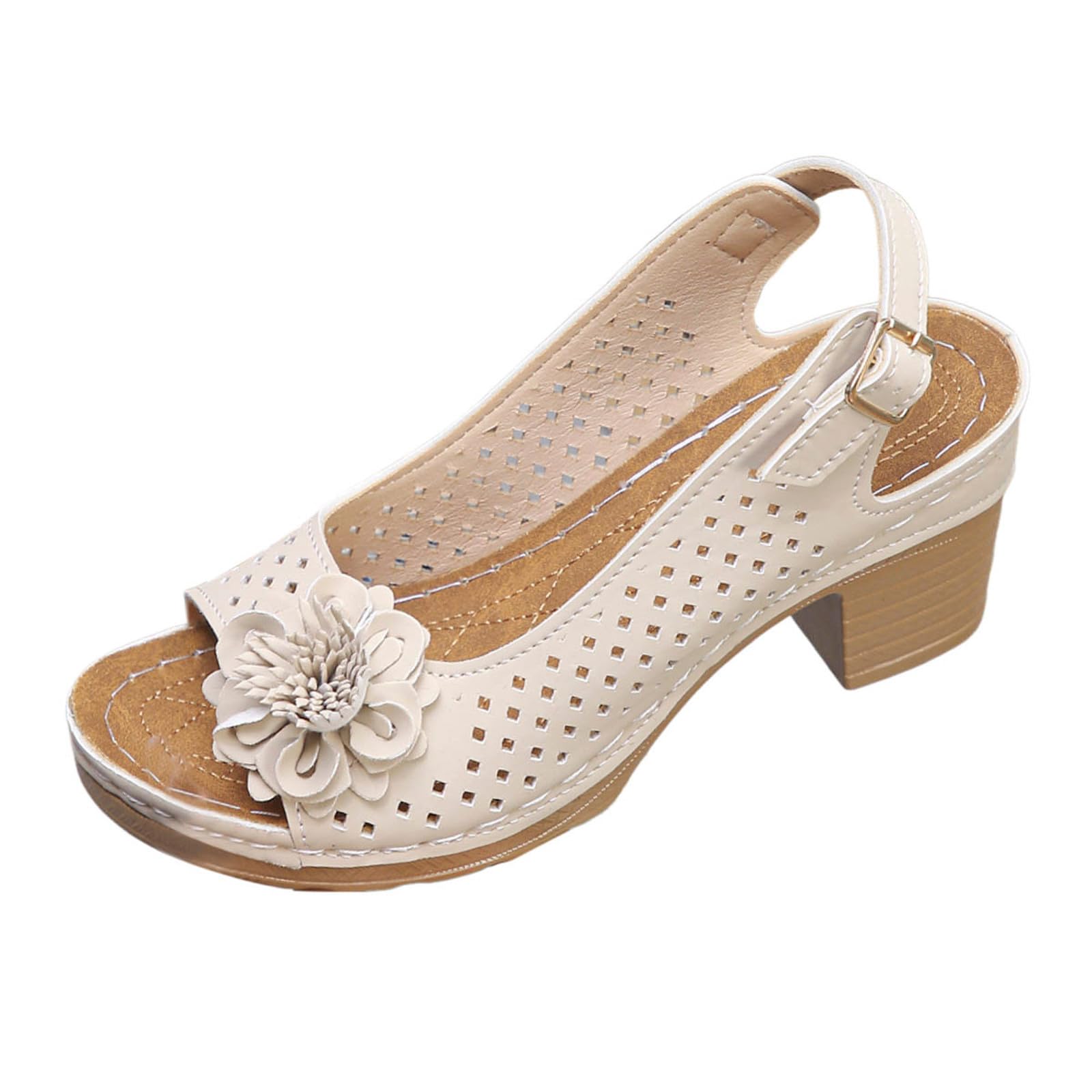 Sandales compensées en cuir blanc pour femme confortables et orthopédiques