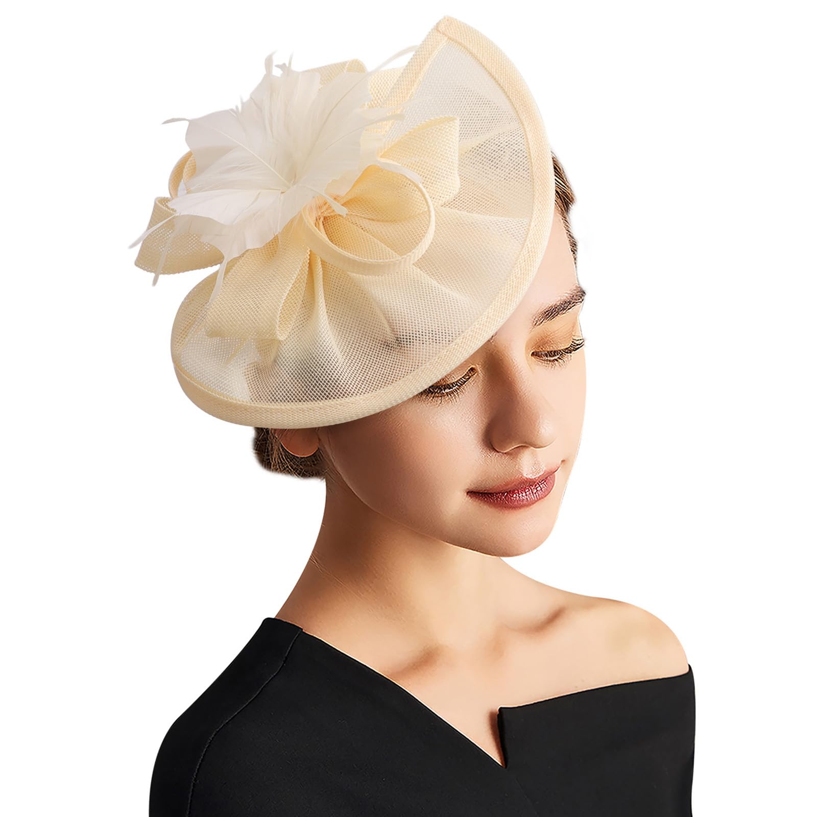 DRESHOW Fascinator Hats Tea Party Hat Vintage Pillbox Hat Headband Cocktail Headwear for Girls and Women