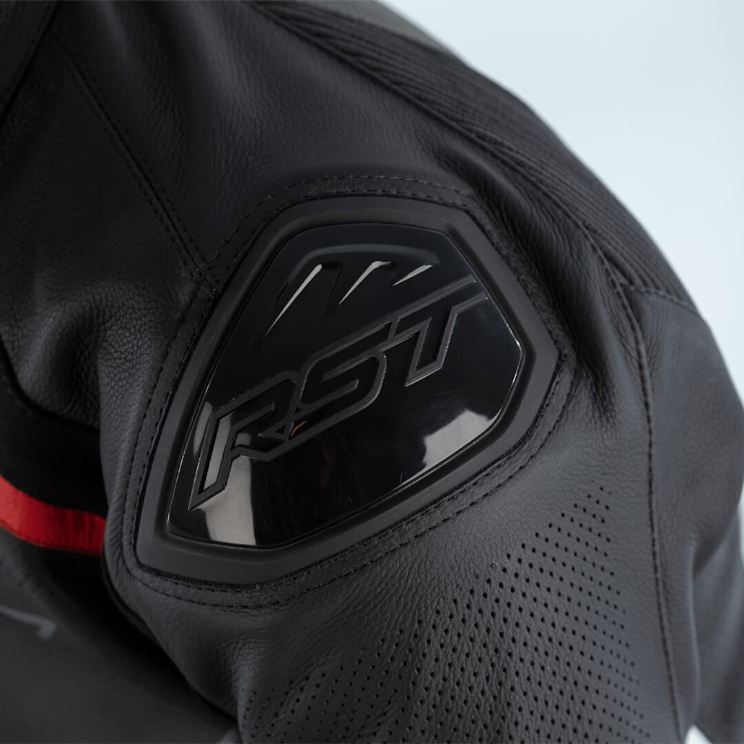 RST Sabre Airbag Moto Veste en Cuir Noir/Blanc/Rouge XL
