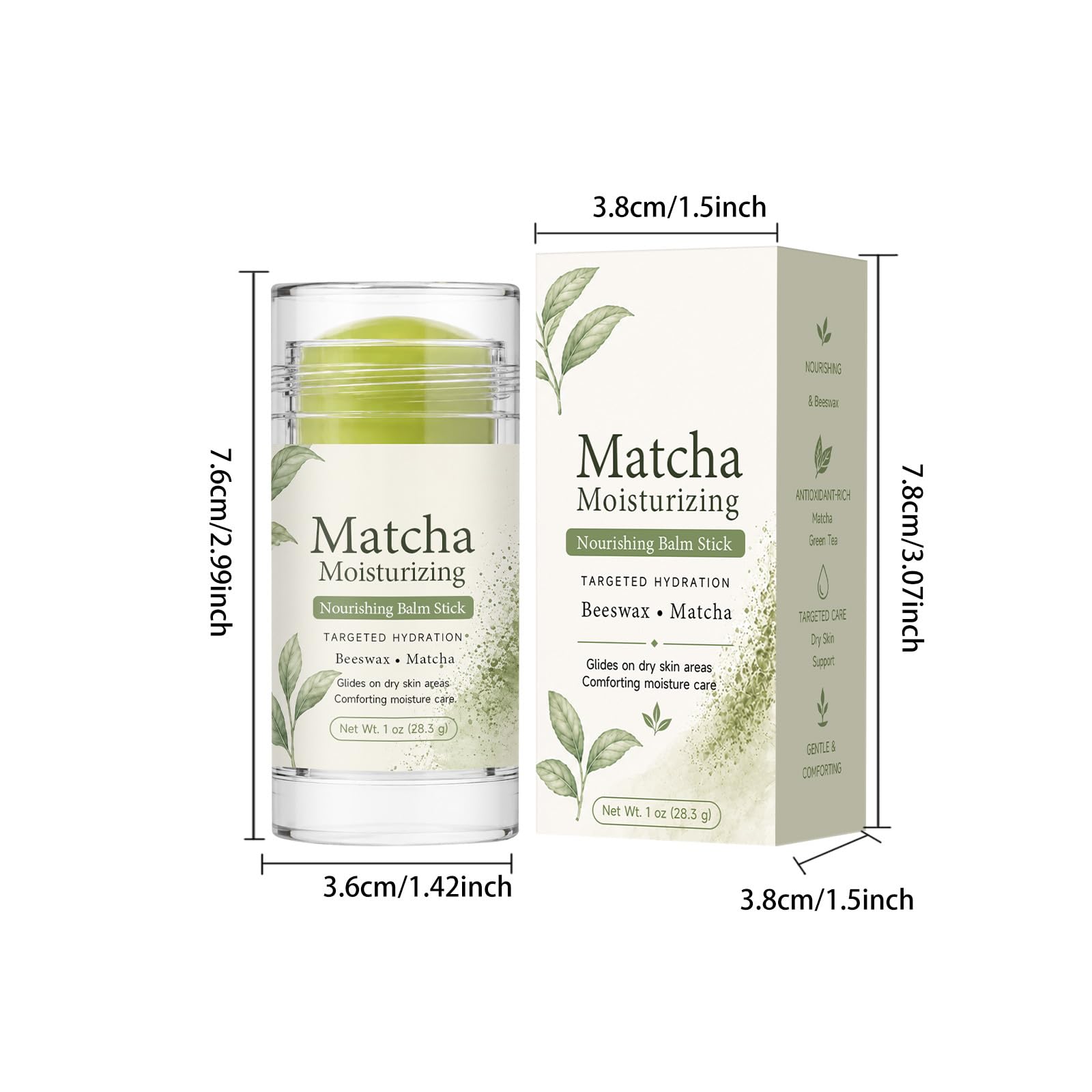Balsamo con sego di manzo e matcha, crema idratante al sevo, balsamo con sego di manzo in stick, lenisce le pelli ruvide, formato viaggio 28,3 g (8 pezzi)