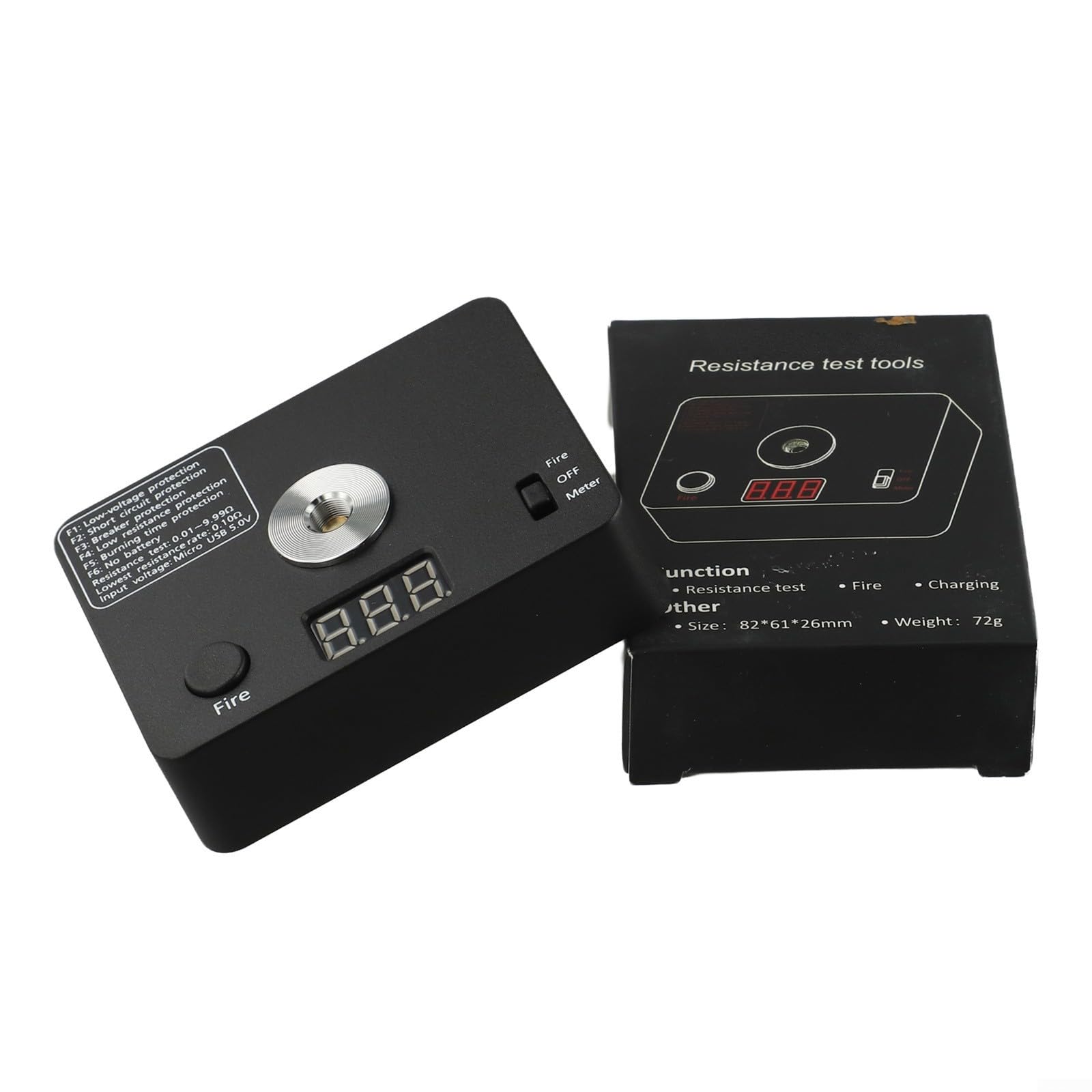 Zilimontt 521 Tab Mini bobine de mesure de brûlure Plateforme de construction V3 Ohm testeur de résistance avec plage de 0,01 à 9,99 Ω et mesure de tension pour test professionnel, mesure et
