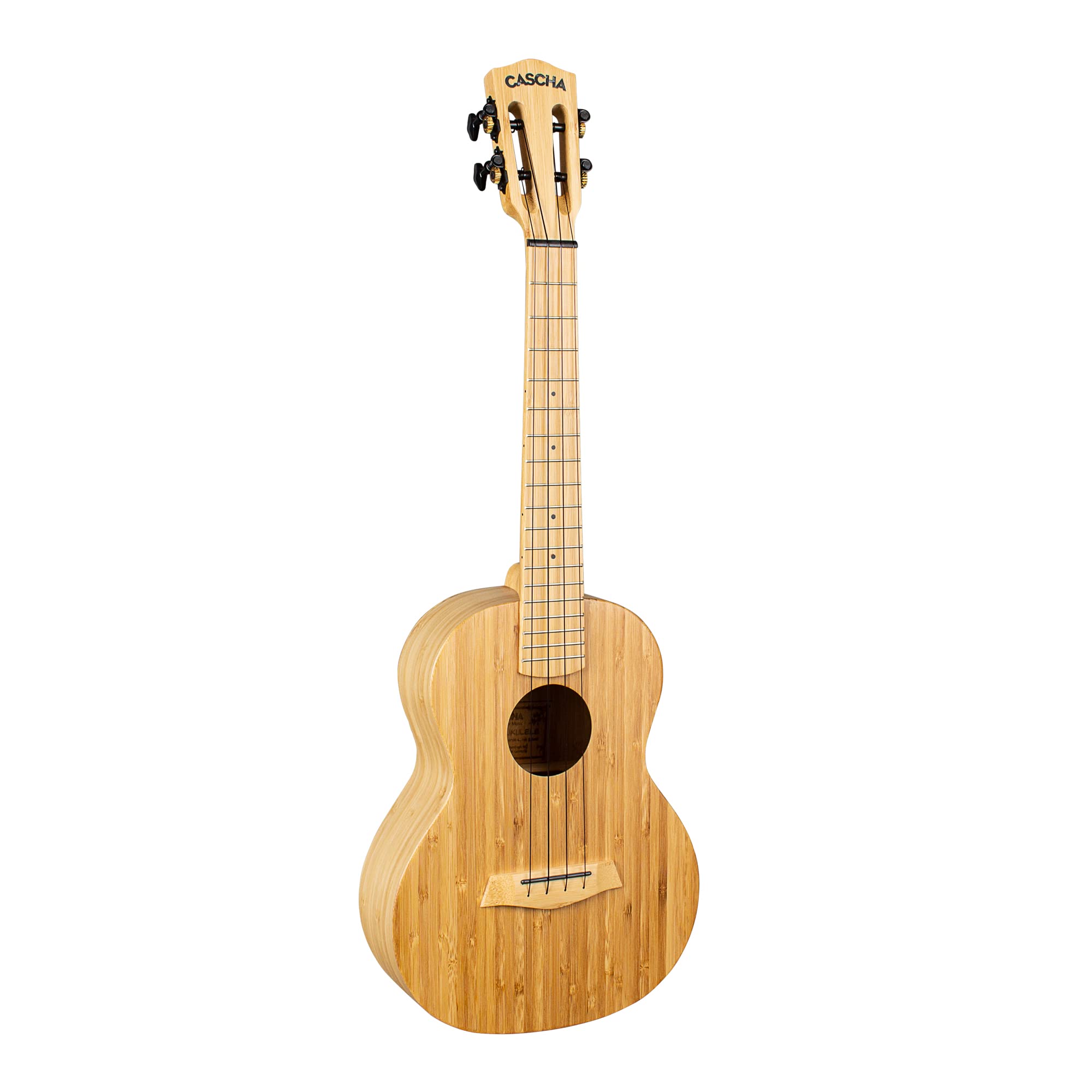 Cascha Bamboo Natural Tenor Ukulélé pour adultes et enfants avec 3 médiators et poche rembourrée – Ukulélé en bambou pour débutants ou avancés – Cordes en carbone de qualité supérieure