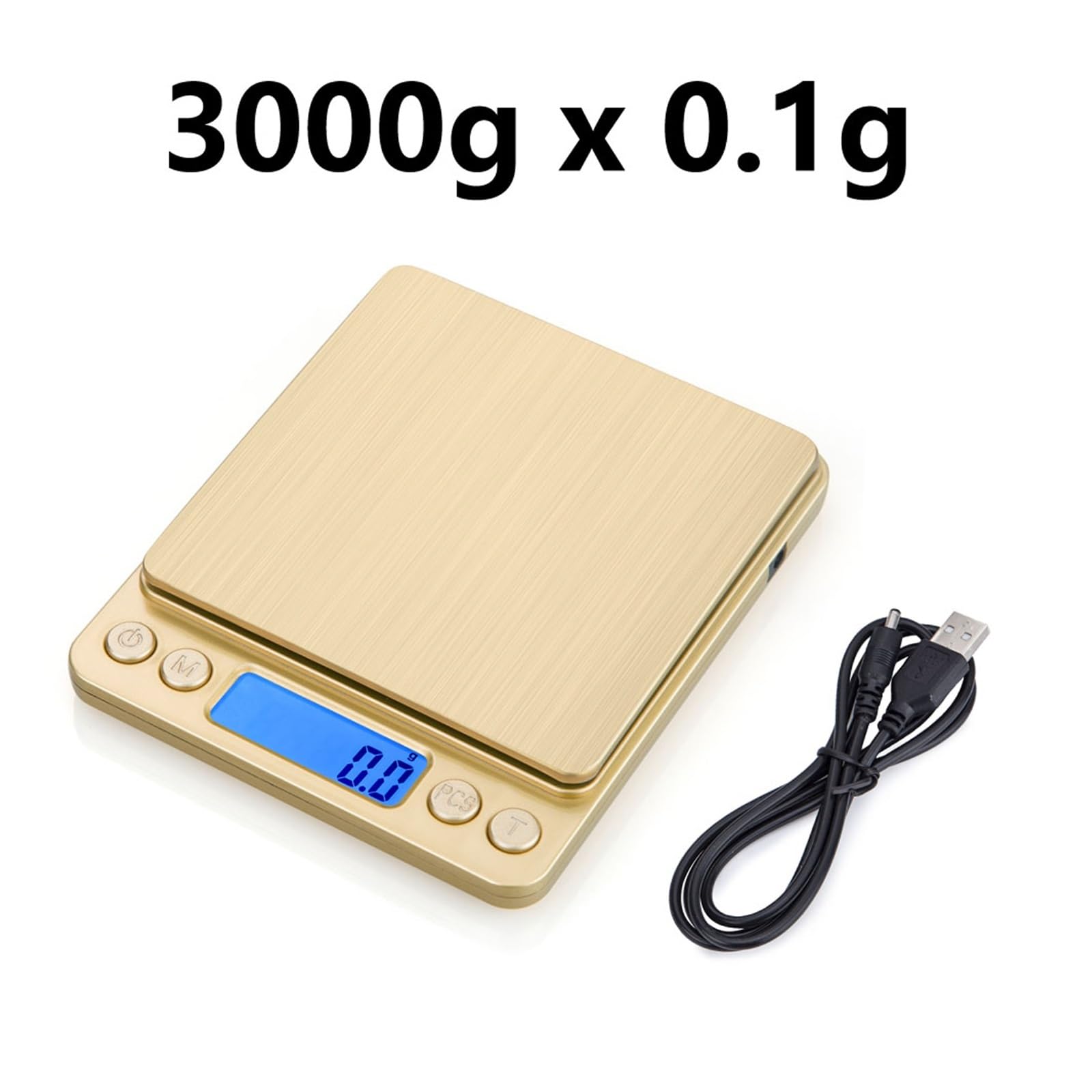 Mini Báscula De Cocina Electrónica 0,1g Dieta Comida Postal Precisión For Cocinar Herramientas Medida For Hornear Con 2 Bandejas Medición Precisa Esfuerzo(Gold-3000g)