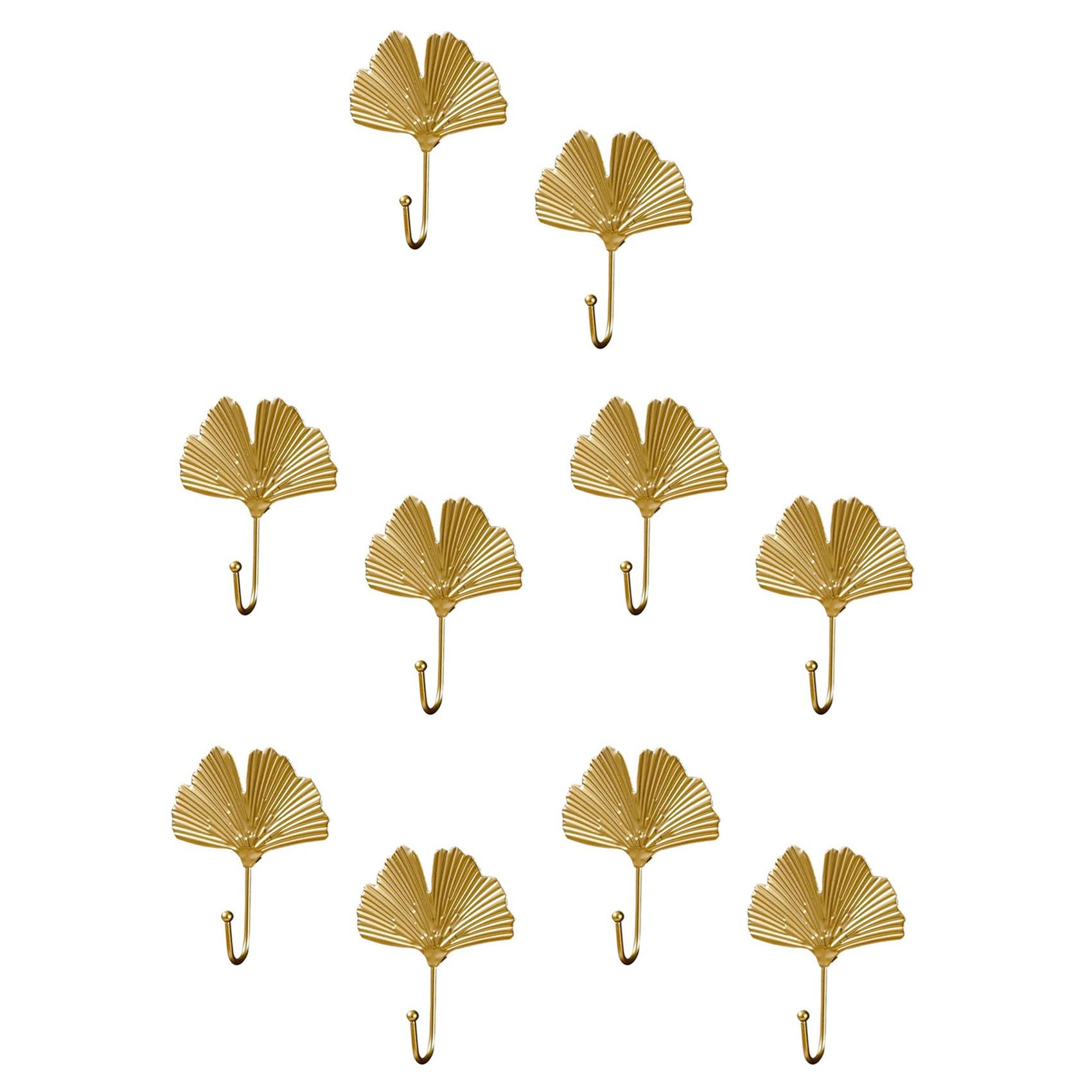 Vjsujehgy 10X Coat Hooks Gold Hanging Holder for Key, Decorative Leaves Metal Hooks Wall Mounted Hooks Hanger