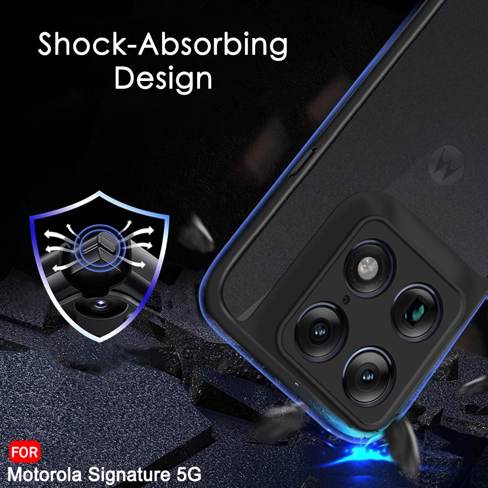 TheGiftKart Hybrid Shockproof Back Cover Case for Motorola Moto Signature 5G | Camera Protection Module | Hard Back Case Cover for Moto Signature (PC & TPU, Translucent Smoke Matte Back, Black Sides) — Amazon image 5