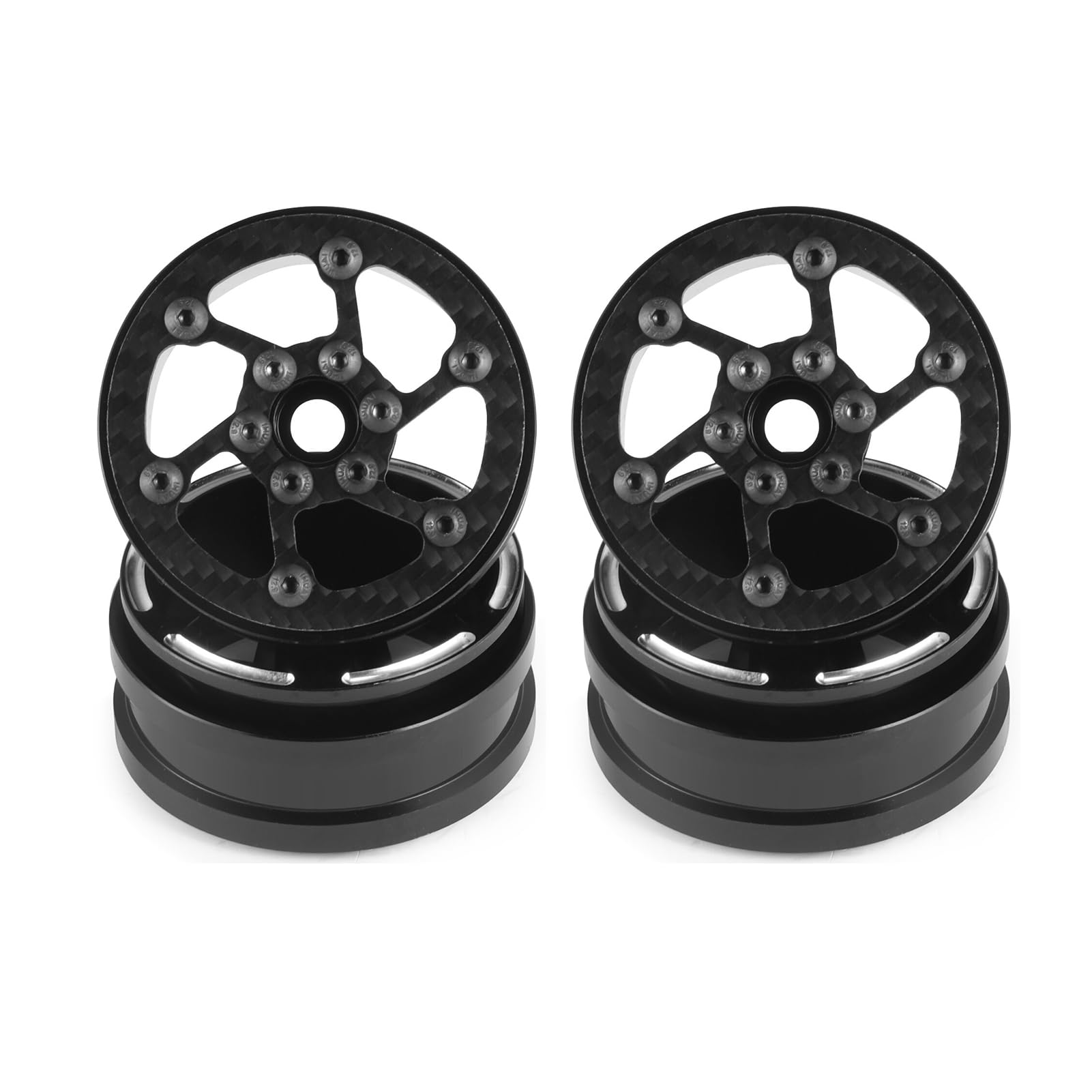 Beadlock Wheel Rims 4PCS 1.9" Upgraded Carbon Fiber Aluminum Wheel Hub Compatible with 1/10 RC Crawler Gen8 TRX-4 Axial VS4-10 Capra SCX10 RC Car Accessories (Patten F)