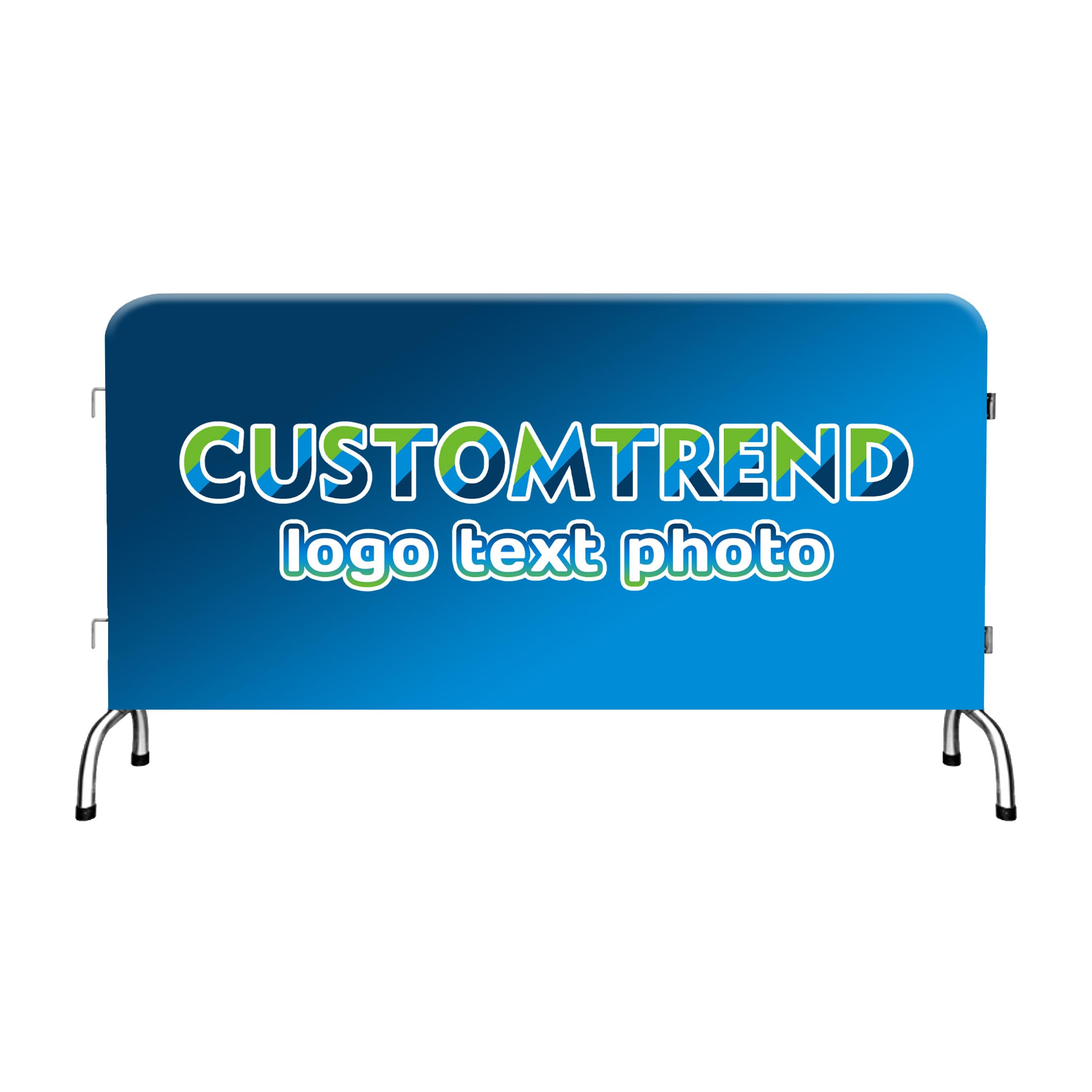 CUSTOMTREND Custom Printed Crowd Barrier Cover with Logo Text, Personalized Crowd Control Barricade Jacket Cover for Event Setups Trade Shows Concerts Festivals Sporting Events