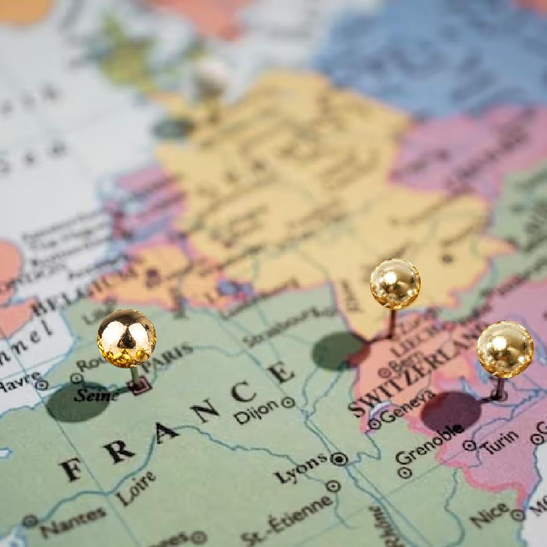 Puntine Da Disegno Mappa 200 Pezzi | Testa Rotonda 4mm X 15mm | Per Bacheche Sughero | Color Oro - Foto 9