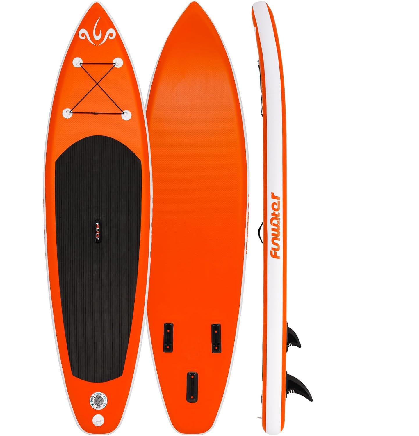 FunWater Tabla de Paddle Surf Hinchable, Ultraligera para Todos los Niveles, Tabla de Paddle Surf con Remo Ajustable, Tres Aletas, Kit de Mantenimiento, Conector de Válvula