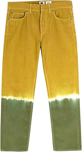 Dior Pantalones de Pana Verde y Amarillo con Efecto de teñido Anudado de Segunda Mano