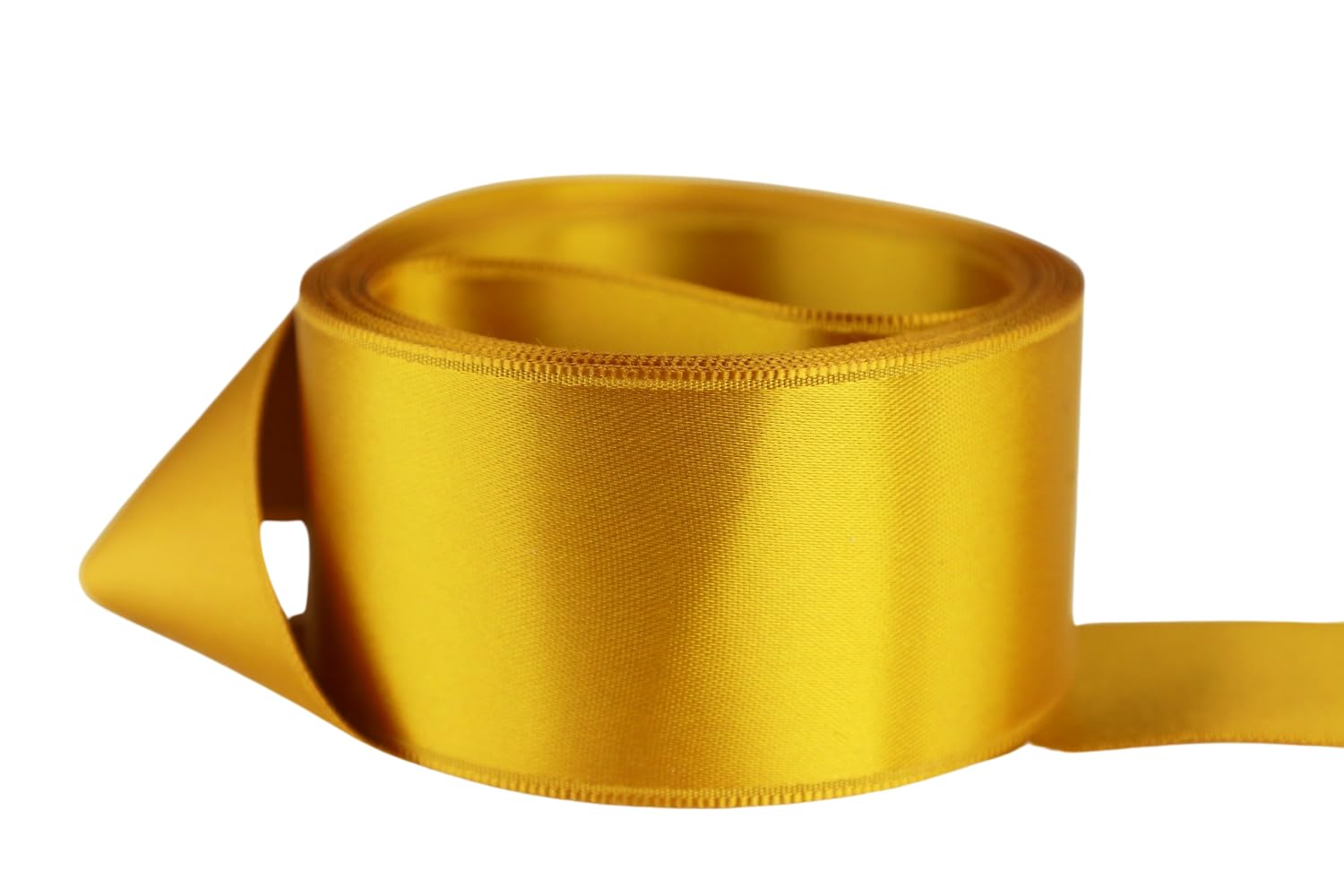 Ribbon Bazaar Double Faced Satin - Premium Gloss Finish - 100% Polyester Ribbon for Gift Wrapping, Crafts, Scrapbooking, Hair Bow, Decorating &amp; More - 2-1/4" Mustard Seed 25yd Spool