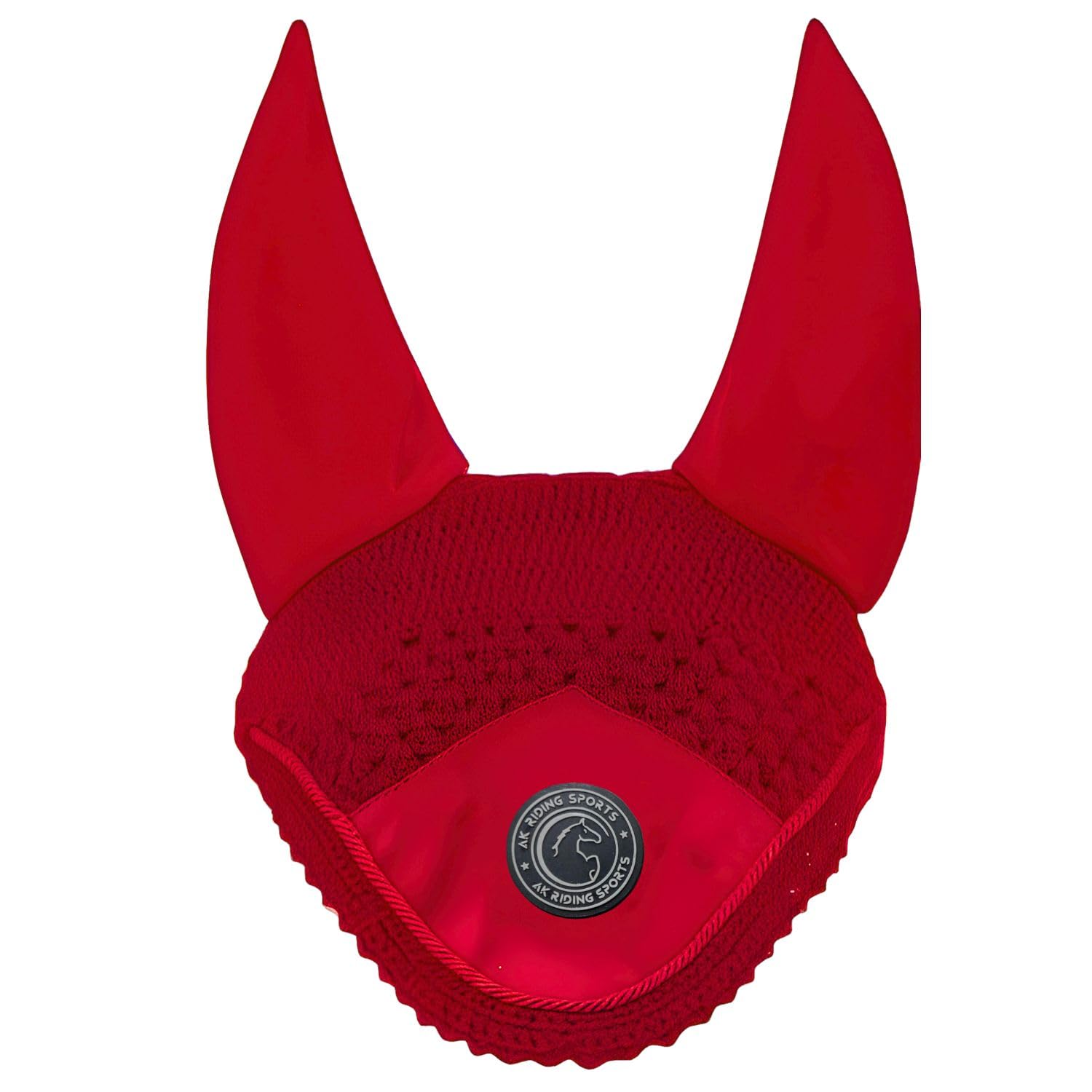 AK Fly Hood for Horses – Soft Lycra Ears, Close-Knit Crochet, Comfortable Fit – Equestrian Ear Bonnet for Sport Horses AKRS-6069-01 (Red, COB / (M))