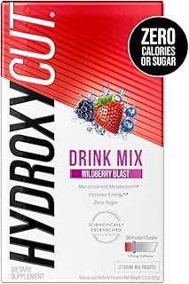 Hydroxycut Drink Mix Weight Loss for Women & Men Weight Loss Supplement Energy Drink Powder Metabolism Booster for Weight Loss Wildberry Blast, 21 Packets (packaging May Vary)