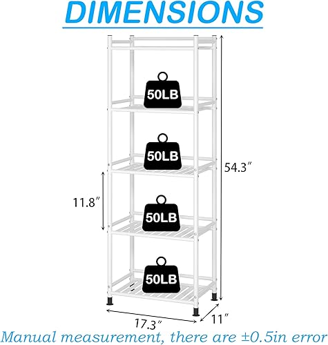 Miniatura 10 de FKUO Unidad de almacenamiento de baño de 4 niveles, estante de esquina de metal independiente para cocina, sala de estar, pasillo (negro mate, 4