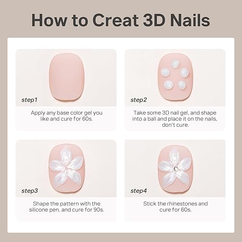 Miniatura 7 de MIZHSE Gel 3D blanco para arte de uñas, 1.06 oz (30 g), gel de moldeo no pegajoso para uñas, gel sólido UV LED, esmalte de gel con lápiz de arte de