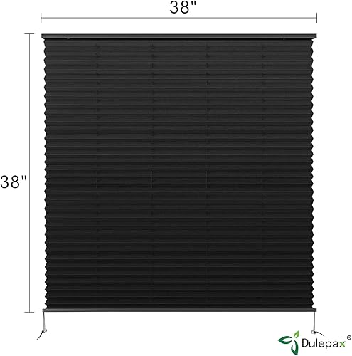 Miniatura 2 de Dulepax Persianas plisadas para autocaravana, 38 pulgadas de ancho x 38 pulgadas de largo, persianas de ventana negras para autocaravana, persianas