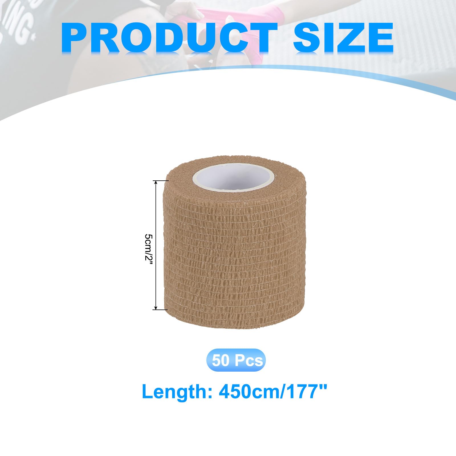 PATIKIL Benda Autoadesiva 177" X 2" 50 Pezzi Benda Elastica Autoaderente Traspirante Per Sport Polso Caviglia Nastro Atletico All'aperto Pelle