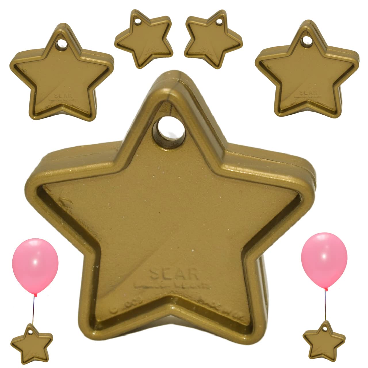 Colorful Helium Balloon Weights Star Shaped Balloon Weights Plastic Balloon Pack of 5,10 and 25 Weights for Balloons Birthday Wedding Party Decorations Supplies (Gold, 5)