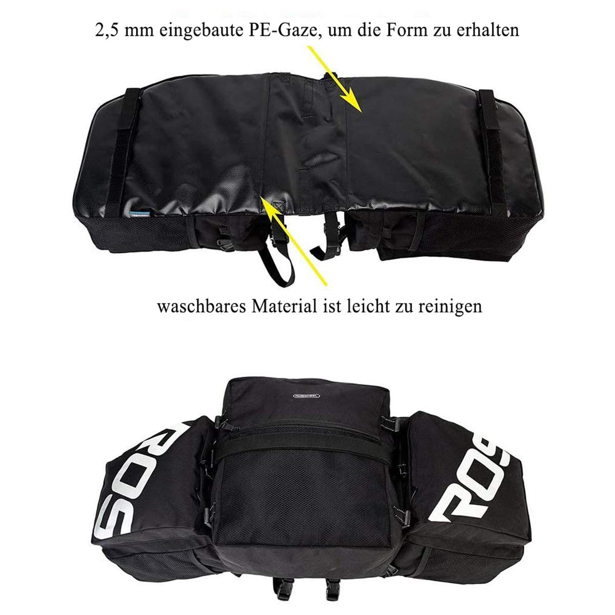 TentHome Gepäcktaschen für Fahrrad Gepäckträgertasche Fahrradtasche Satteltasche Doppeltasche Multifunktions 3 in 1 Radtasche Outdoor Cycling Schwarz | Satteltasche Multifunctional 3 in 1 Radtasche Outdoor Cycling Schwarz