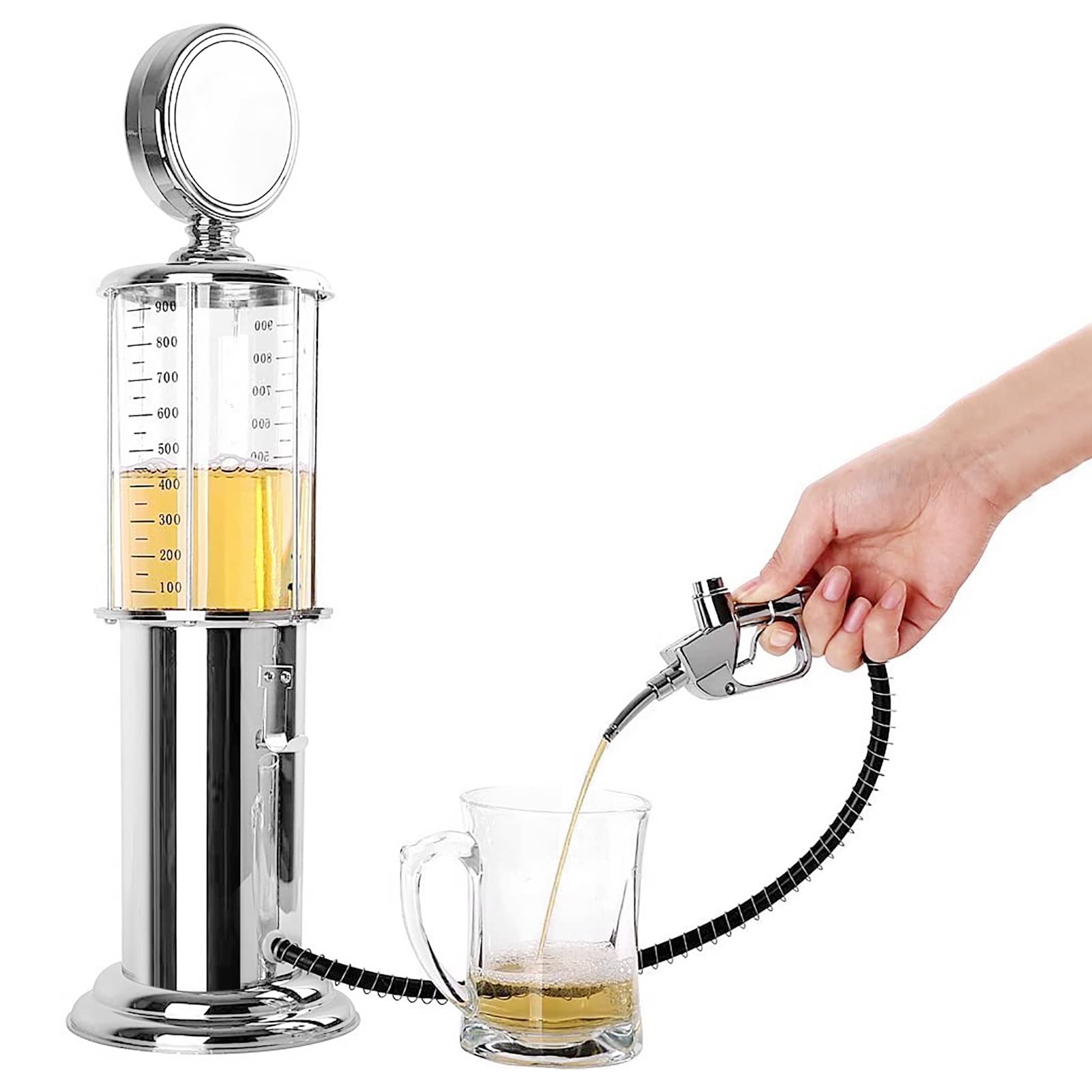 Gaspumpe Whisky Dekanter - 1000ccm Single Gun Weingetränk Alkohol Alkohol Bierspenderbehälter für Wodka, Rum, Wein, Tequila oder Dekanter ist rostfrei