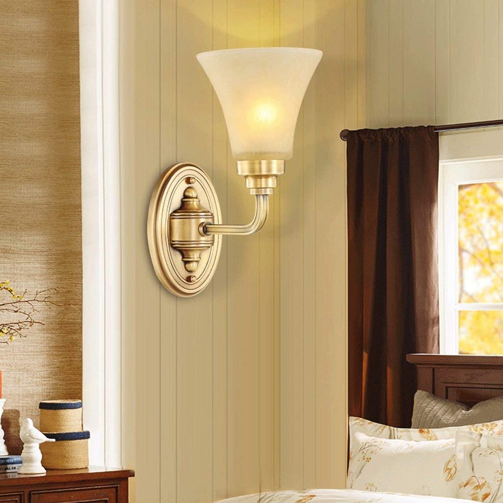 Pełna miedź sypialnia lampka nocna salon pojedyncza głowica przejście lampa ścienna E27 * 1/39 * 30,5 cm (15,5 * 30 cm)