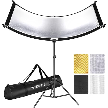 Fomito Curved Reflector - 70x25.6 Inch/178x65cm Clamshell Light Reflector Arclight Curved Eyelighter Lighting Diffuser For Photography Stuido Filming Shooting, Black/White/Gold/Silver - View #10