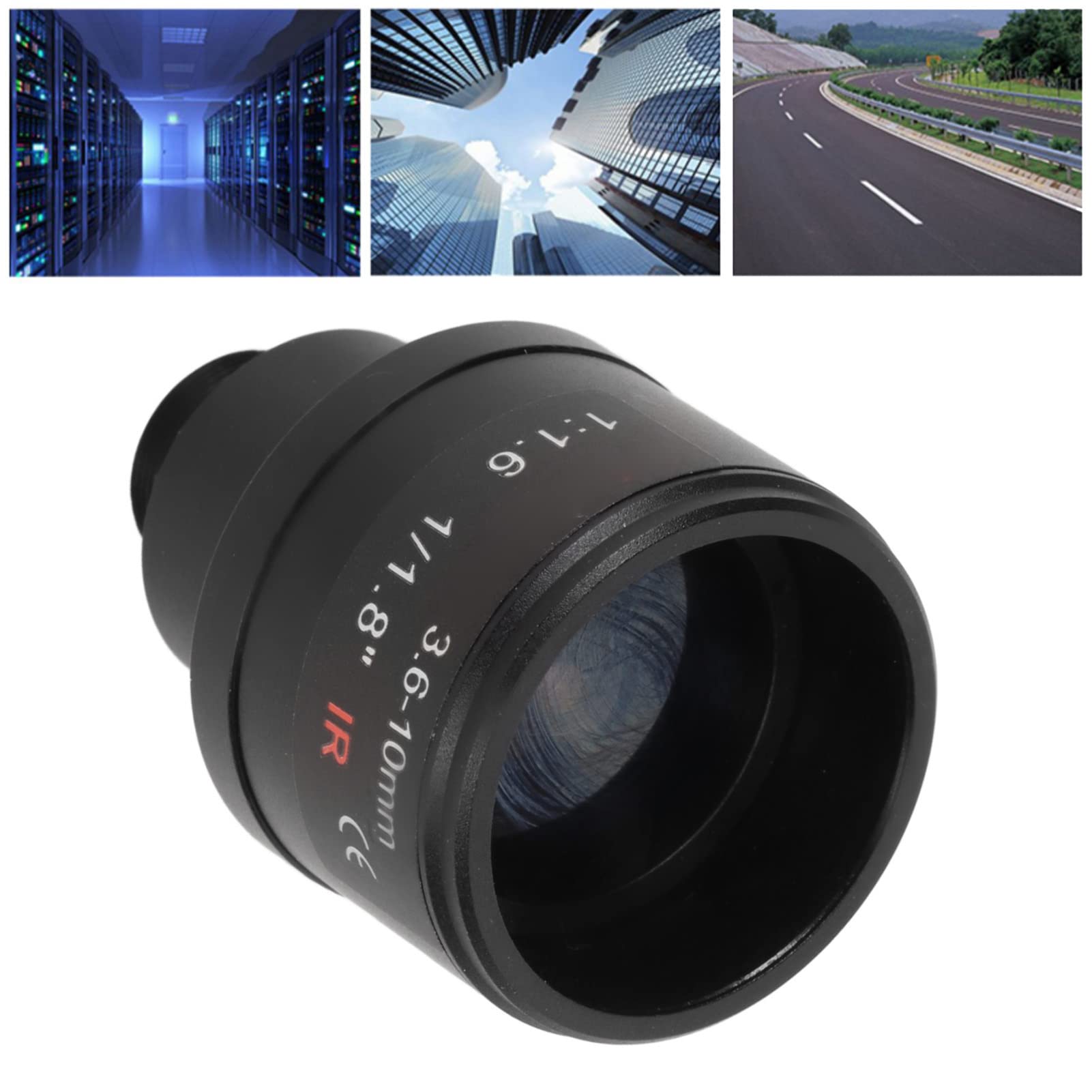 CCTV Zoom Objektiv manuell varifokal, 36 bis 10 mm, F16, M12 Anschluss, 6MP, 11,8 Zoll Sensor, Ersatz Fokuslinse für Überwachungskameras, Aluminium, Glas, 1 Packung