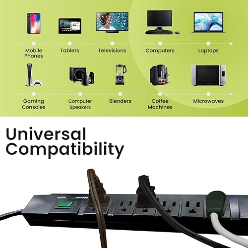 Miniatura 10 de GoGreen Power (GG-17636) Protector de sobretensiones de 7 tomas, 1200 julios, blanco, cable de 6 pies