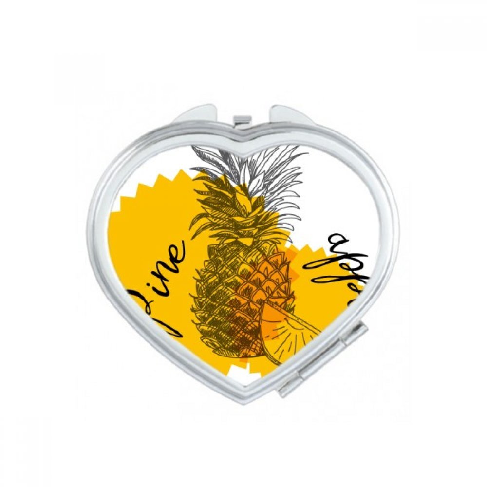 Miroir de poche ananas noir dessin pour retouches maquillage de journée